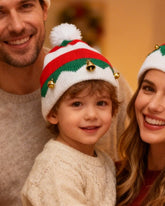 Autumn And Winter Classic Red And White Green Color Matching Elves Christmas Hat Knitted Parent Hat Gift